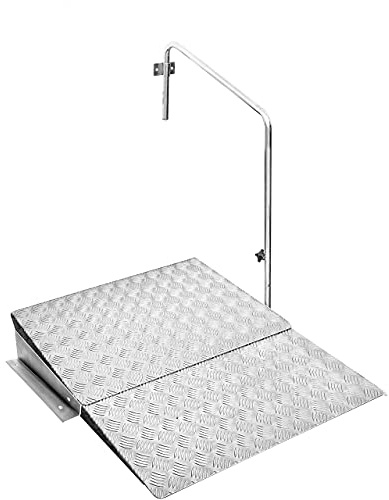 Foldable Door Ramp British Made • Access & Mobility Equipment • Anti Slip Treadplate • Outdoor Use • 100% Guaranteed (8 with Rail and Fix Plates)