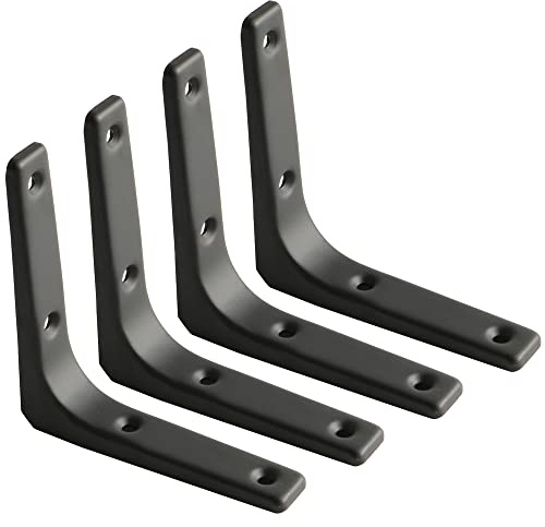 SAYAYO Equerre Etagere Murale Charge Lourde en L 100 * 100mm Noir 4 Pcs