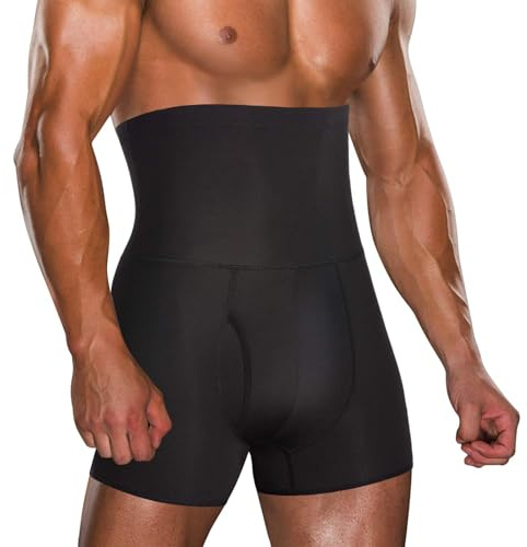 Bingrong Fajas Pantalones Braga Moldeadora Abdomen Hombre Boxers Calzoncillos Moldeador Orificio Fitness Ropa Interior Negra Elástico Shapewear for Men Faja Reductora Adelgazante (Negro, Small)