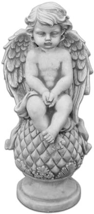 gartendekoparadies.de Ange sur une boule - Figurine en pierre coulée - Hauteur : 37 cm - 7 kg - Résistant au gel - Pour l'extérieur - Gris