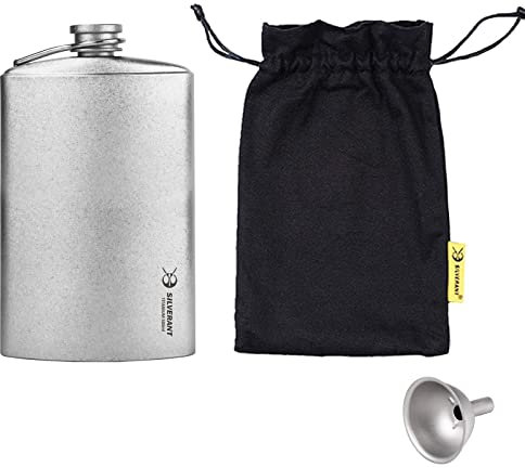 SILVERANT 500ml Titan Flachmann -kristallisiert- Leichter Flachmann Trinkflasche Rucksacktaschenflasche für Camping Wandern