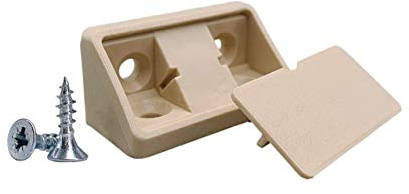 10 pezzi Beige Supporti per ripiani da 44 x 20 x 20 mm, connessioni angolari per mobili in plastica a 90 gradi, giunti angolari, con viti incluse (10, Beige)
