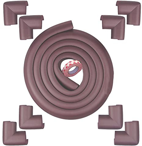 Fairy Baby Safety Baby Edge & Corner Guards Colorful Childproofing Protection(19.7ft Edge Guard+8 Corner Guards) (Brown-6M)