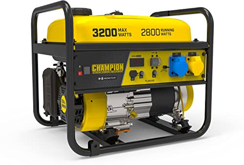 Champion Power Equipment 500560 3200 Watt Portable Frame Petrol Generator – 224cc Engine, 12 hour run time, digital display intelliguage for easy maintenance, AVR Technology for power surge protection