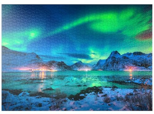 MyPuzzle Nordlichter (Aurora Borealis) auf den Lofoten-Inseln, Norwegen - Premium 1000 Teile Puzzle - MyPuzzle Sonderkollektion von Puzzle Galaxy