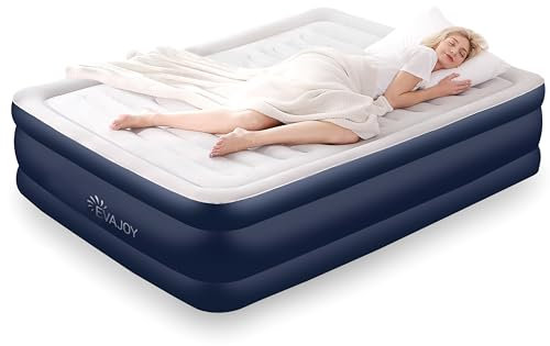 Evajoy Doppel Luftmatratze, 203 x 152 x 46cm Luftmatratze mit Eingebauter Pumpe,Queen Große Luftmatratze für 2 Personen, einschließlich Aufbewahrungstasche