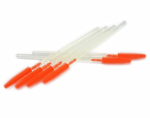 50 Count Disposable Eyelash Brushes Clear Mascara Extension Applicator Brush Wands Silicone (Orange)