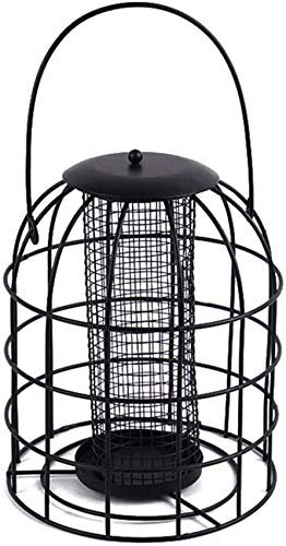 YZJSSL Mangeoire à Boules de Graisse pour Oiseaux 2 en 1 Suspendue, mangeoire à Noix pour Oiseaux Grande mangeoire à Oiseaux en Fer pour Cage à Oiseaux avec Colonne Distributeur de Nourriture