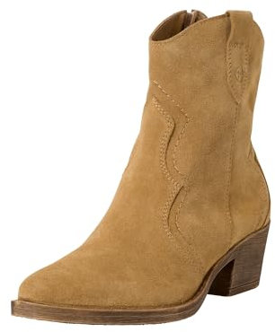 Tamaris Damen Boots mit Absatz Leder Blockabsatz; CAMEL/braun; 37 EU