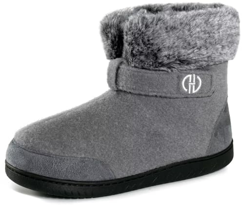 GURGER Pantofole Donna Uomo Invernali Chiuse Calde Stivaletto da Casa Peluche Ciabatte Alte Grigio 42 43