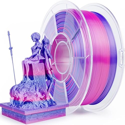 ZIRO Seide Multicolor Filament 1.75mm PLA, Seide Dreifarbig 3D Drucker Filament, Regenbogen Silk PLA, 1kg/2.2lb Spule, Passen die Meisten 3D Drucker, Persönlichkeit Serie- Romantisch