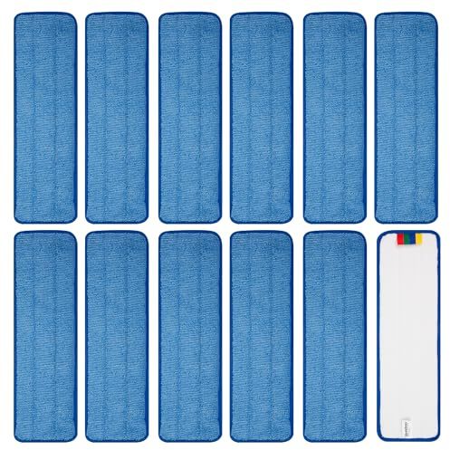 12 Pack Replacement Microfiber Pad - Thick - Universal Commercial 17-18 Inch Mop Head- Heavy Duty - Wet & Dry Commercial Cleaning Refills Reusable Mop Refills Fit for Most Microfiber Flat Mop System