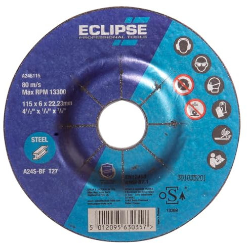 Eclipse Professional Tools A24S115 Discos de desbaste (115 x 6 x 22.23 mm) - Pack de 5