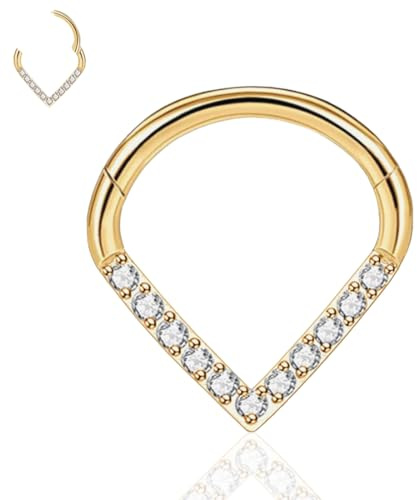 Anello 16G 8 mm Piercing al Setto, al Naso, al Trago, al Sopracciglio - Cubo Zircone, All'elica, Cartilagine, Orecchino - Oro, Acciaio Chirurgico 316L