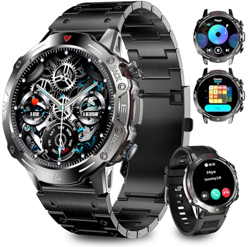 Homailida Smartwatch Män med Telefonfunktion 1,39 HD, 100+ Sportlägen | Fitnesstracker Med Puls, Sömn och Blodsyre, 190+ Klockurtavla, Stegtracker, Kompatibel Med iOS och Android, Svart