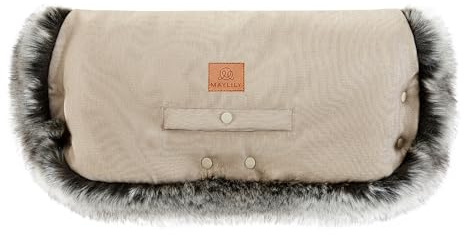 MayLily - Winter-Kinderwagen Hand Muff - Kinderwagen Handwärmer - Handschuhe - Handmuff - Kinderwagenmuff Atmungsaktiv - Wasserfest - Winddicht - Universalgröße - (Beige)