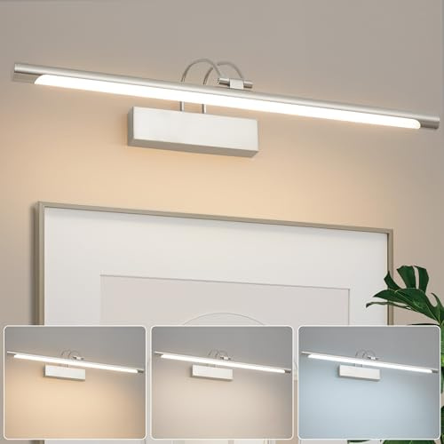 LED Bathroom Wall Light Nickel LED Picture Lights for Wall with Switch 60CM