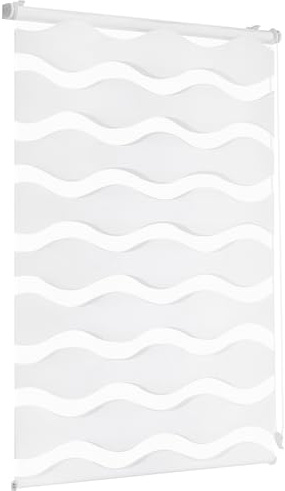 Sekey Doppelrollo Wellen Klemmfix ohne Bohren für Fenster, Doppelrollo 55 cm breit, Duo Rollo Welle Jalousie Sonnenschutz, 55x130cm, Weiß
