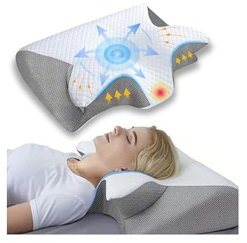 Herr Ozean Pillowdaddy Pillow Daddy - Almohada cervical para dormir de lado, espalda y boca abajo, transpirable y lavable (gris)
