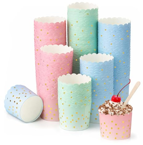 150 pirottini per muffin di carta, muffin, pirottini di carta, pirottini per muffin, muffin, carta, cupcake, set di pirottini di carta, caramelle bar, set di accessori, con 20 cucchiai di legno