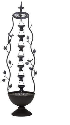 Alpine Corporation MAZ256 Indoor/Outdoor Floor Vintage Hanging 7-Cup Tiered Water Fountain, Rustic Waterfall, 41, Bronze