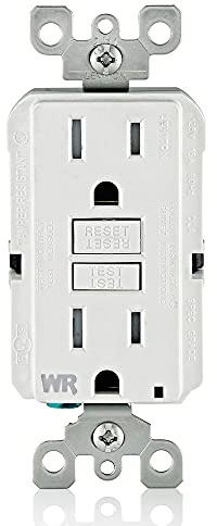 Leviton GFCI Weather-Resistant Outlet, 15 Amp, Self Test, Tamper-Resistant with LED Indicator Light, Outdoor Locations, GFWT1-W, White
