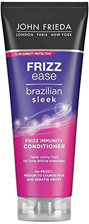 John Frieda Frizz Ease Brazilian Sleek Frizz Immunity Conditioner 250ml, Conditioner for Dry, Frizzy, Curly Hair