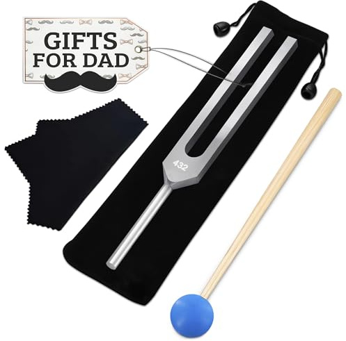 432 Hz Tuning Fork Set – 7.2 inch Aluminum Alloy Harmony Tuning Fork Set with Reflex Hammer, Cleaning Cloth and Bag - Sound Tools Diapason for Meditation, Relaxing and Music Instruments Calibration