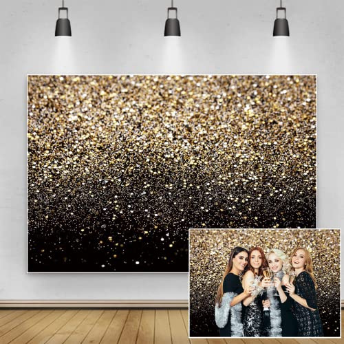 Renaiss 1.5x1.2m Glitter Photo Toile de Fond Abstrait Ciel Étoilé Doré Bokeh Spot Sequin Photographie Toile De Fond Noir et Or Mariage Famille Fête d'anniversaire Décoration Portrait Studio Props