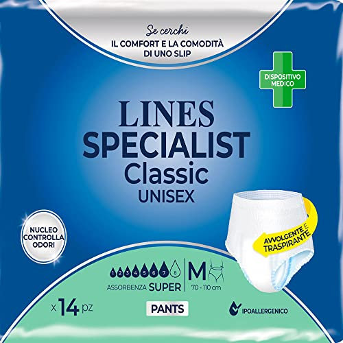Pannoloni Lines Specialist Classic Unisex Pants Super taglia M - Confezione da 56 pezzi