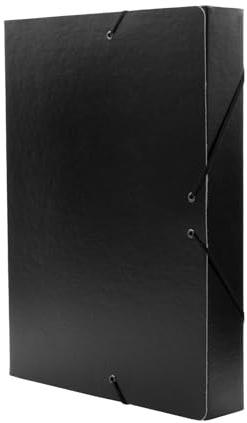Raylu Paper – Carpeta de Proyectos Mate de tamaño A4 con lomo de 5 cm, carpeta de cartón resistente y cierre con gomas para proyectos escolares u oficina, Archivador tamaño 34 x 24 cm (Negro)