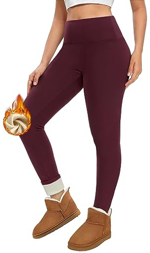 Voqeen Termoleggings dam vinter fodrade leggings med fleece termostrumpbyxor termiska underkläder vattentäta utomhus varma fitness sportbyxor