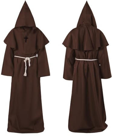 Kitimi Monk Costume Adult, Monk Robes, Monk Outfit Men, World Book Day Costumes Medieval Costume Men, Priest Costume Men, Carnival Outfit, Fancy Dress for Adults for Carnival, Halloween Party