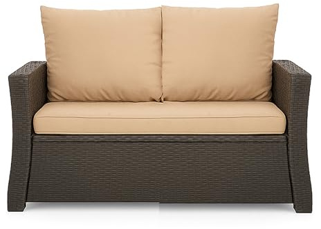 Setgarden® Cojín para banco - Cojín de exterior para banco de jardín para polirratán - Relleno de cojín para banco de polirratán para columpio de Hollywood (Beige, 110x50x50cm)