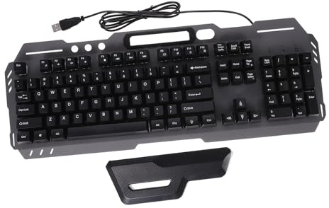 DIYEAH Clavier Filaire Rétroéclairé Noir Abs 104 Touches Pleine Taille avec Repose-Poignet et Conception Silencieuse pour Café et Maison