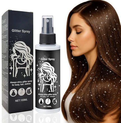 Spray glitter, spray glitter argento per capelli e corpo, spray glitter per capelli e vestiti, spray glitter per il corpo con nebbia ultrafine, accessori per festival ad asciugatura rapida Halloween