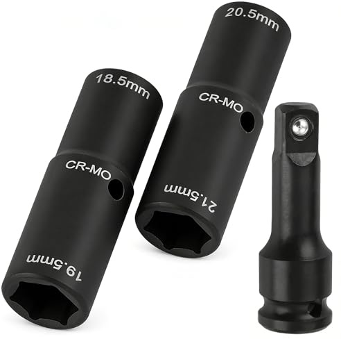 Vunanvu Kit De Douilles À Choc pour Écrous De Roue Douille A Choc 1/2 Embout Cle en Acier Chrome-Molybdène avec Rallonge Combine Exactement Tailles Spéciales Utilisées Nombreux Modèles