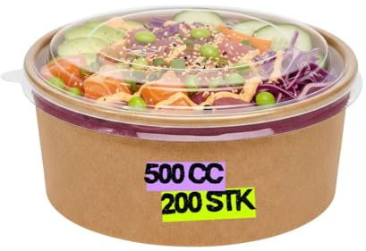 Inoverse Salladsskålar med lock, 500 ml, 200 stycken, salladslåda to Go