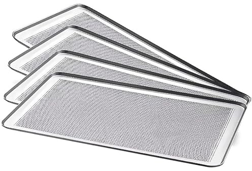 HORECA SUPPLIES Bandejas de Horno Perforadas de Aluminio, 60x40 cm, 4 Unidades, Para uso profesional en Panadería y Pastelería, Cocción Uniforme.