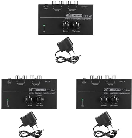 Tacdas 3X Preamplificador de Preamplificador de Fono Ultracompacto PP500 con Control de Volumen y Enchufe Europeo