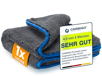 Carbigo® Profi Mikrofasertücher mit 1200 GSM - extrem saugstark & lackschonend Dank weicher Mikrofaser - Ideales Auto Poliertuch zur Reinigung von Auto & Motorrad - Mikrofaser Poliertuch 40x40cm