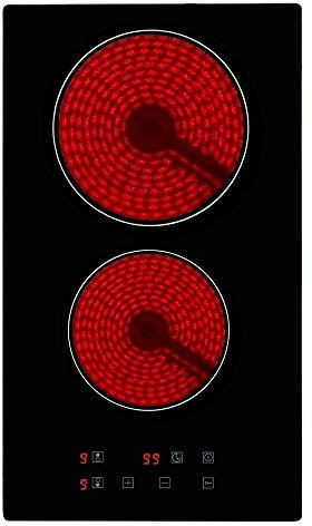 Table De Cuisson Vitroceramique 2 Foyers, Encastrable Plaque Vitrocéramique Intégrée, 3000W Double Plaque à Vitroceramique, Plaque de Cuisson Électrique, Double Zone de Cuisson, Commande tactile