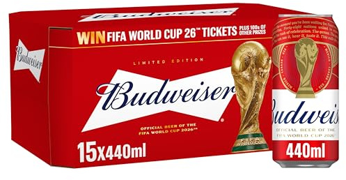 Budweiser Lager Beer Cans, 15 x 440ml