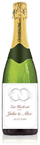 Nysashop Personalisiertes Etikett für Sektflasche zur Hochzeit, Geschenk, Champagner, Sekt, Flaschenetikett, Aufkleber, selbstklebend, Sticker