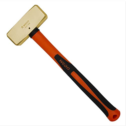WEDO Marteau à traîneau sans étincelles avec maillet en caoutchouc (type allemand), marteau en caoutchouc bronze, BAM/FM/DIN, tête 3,3 LB, taille 400 mm