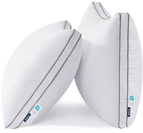 Bedsure Queen Pillows Set of 2 - Fluffy Bed Pillows for Sleeping, Hotel Quality, Diamond Quilted Design, Gusseted Supportive Down Alternative Filling for Back, Stomach, Side Sleepers