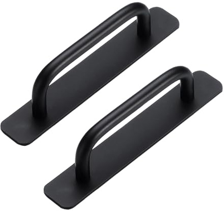 2 stycken självhäftande möbelhandtag, självhäftande aluminiumhandtag, skjutdörrhandtag, lådhandtag för möbler, kök, garderob, sovrum, 148 mm (svart)