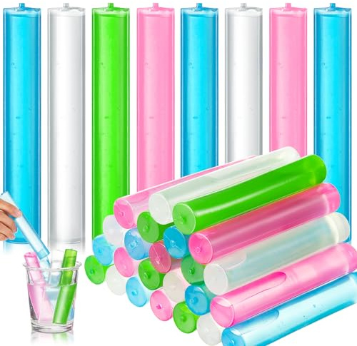 FillTouch 24pcs Reusable Ice Sticks, Plastic Ice Cubes for Drinks, PE Material, Vibrant Colors, Ideal for Parties & Home Use, Set of 24 Included