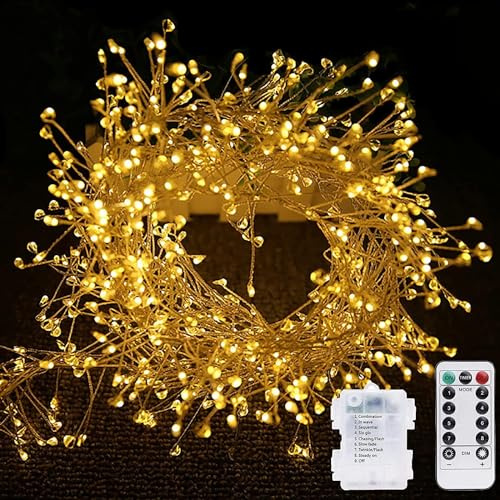 EONANT 100 LED, cavo per fuochi d'artificio, 8 modalità, impermeabile, filo di rame a stella, funzionamento a batteria, camera da letto, giardino, terrazza, matrimonio di Natale (bianco caldo, 1)
