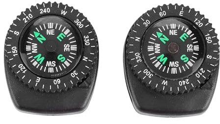 2 Stück Tragbarer Uhrenarmband-Slip-Slide-Navigations-Handgelenkkompass für Camping, Bootfahren, Wandern, Outdoor-Aktivitäten, Wasserdichter und Abnehmbarer Armband-Kompass,